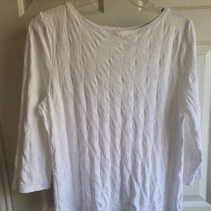 Talbots Women's 3/4 Sleeve Pullover Top White Flower Pattern size XL